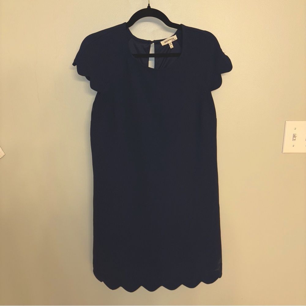 Navy Scalloped Cocktail Dress